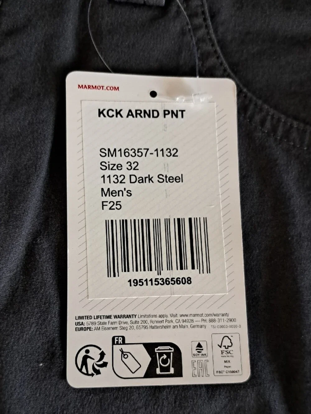 Marmot - Men's Straight Leg Pants in Charcoal Gray - Picture 6 of 6